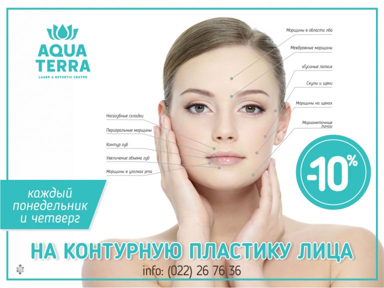 Акция от Aquaterra Laser & Esthetic Centre: на услуги по контурной пластике лица действует скидка 10%